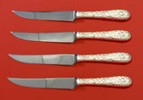 Repousse by Kirk Sterling Silver Steak Knife Set 4pc HHWS  Custom Made 8 1/2"