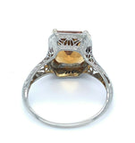 Deco 14k White Gold Filigree 2.88ct Genuine Natural Citrine Ring (#J4983)