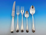 Perles German 800 Silver Flatware Set Service 65 pieces with Carrs Knives Beaded