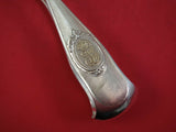 French Sterling Asparagus Serving Tong Engine Turned with Gold Mono 10 1/4"