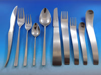 Designer Mixed Stainless Steel Flatware Set #2 Service 62 Pieces Modern Unused