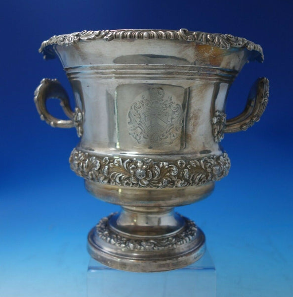 Silverplate and Copper Champagne Cooler w/Liner Raised Borders Scrollwork #5628