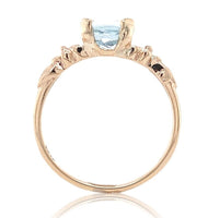 10k Rose Gold 1.07 Carat Genuine Natural Aquamarine Ring with Flowers (#J6773)