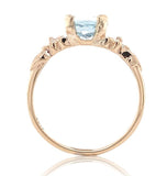 10k Rose Gold 1.07 Carat Genuine Natural Aquamarine Ring with Flowers (#J6773)