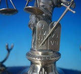 Portuguese .833 Silver Inkwell Double w/Footed Stand 3D Lady Justice (#5426)