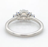 Platinum 1.13 Carat Genuine Natural Moonstone and Blue Sapphire Ring (#J7170)
