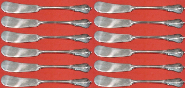 Grand Colonial by Wallace Sterling Silver Butter Spreader flat handle Set 12pcs