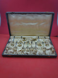 Norwegian Sterling Silver Coffee Spoon & Tongs 13-pc Set in Original Box Enamel