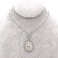 14k Gold Filigree Genuine Natural Rock Crystal Quartz Diamond Pendant (#J6589)