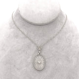 14k Gold Filigree Genuine Natural Rock Crystal Quartz Diamond Pendant (#J6589)