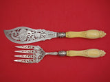 Martin Hall and Co English Sterling Silver Fish Serving Set 2pc Pierced Serpent