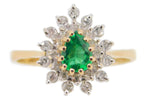 14k Gold .44ct Genuine Natural Emerald and Diamond Ring Size 7.5 (#J3997)