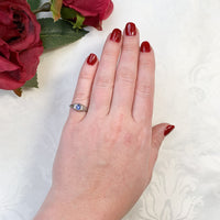 18k White Gold .28ct Blue Genuine Natural Sapphire Engraved Art Deco Ring #J7171