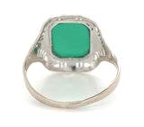 10k White Gold Filigree Ring with Genuine Natural Green Onyx w/ Accents (#J6598)