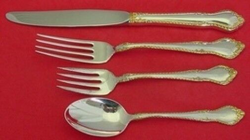 English Georgian Gold by Lunt Sterling Silver Regular Size Place Setting(s) 4pc