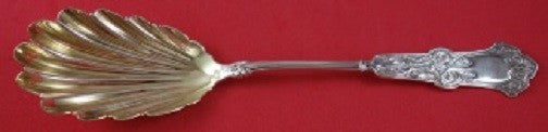Alhambra by Whiting Sterling Silver Berry Spoon Gold Washed Shell Bowl 8 3/4"