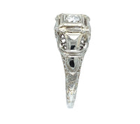 18k White Gold Filigree .07ct European Cut Genuine Natural Diamond Ring (#J6183)