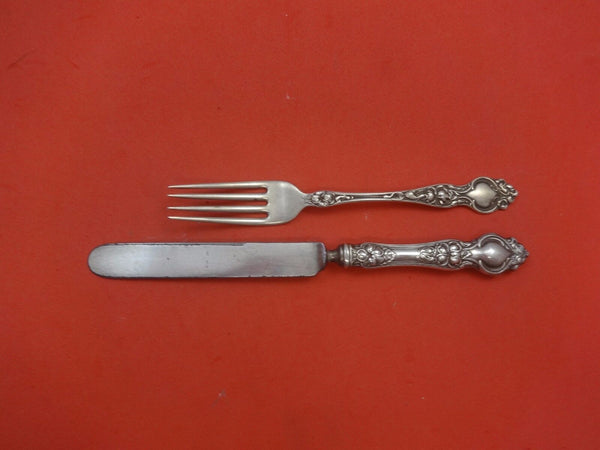 Violet by Wallace Sterling Junior Set 2pc Knife Blunt SP 7 1/2" & Fork 6"