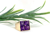 14k Yellow Gold Men's Modern Genuine Natural Amethyst Ring Size 7 (#J7304)