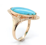 Antique 10k Rose Gold 3.29 Carat Genuine Natural Turquoise Ring Size 7. 5 #J6561