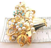 14k Yellow Gold Stick Pin Collection Flower Basket Brooch (#J644)