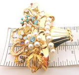 14k Yellow Gold Stick Pin Collection Flower Basket Brooch (#J644)