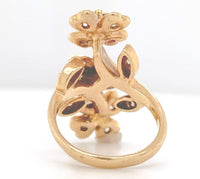 14k Gold Bypass Style Floral Ring w/Genuine Natural Diamond and Sapphires #J6622