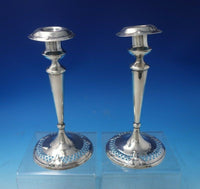 Fourteenth Century by Shreve Sterling Silver Candlestick Pair 8 1/2" (#5582)