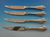 Grande Baroque Wallace Sterling Silver Steak Knife Set 4pc Custom 9 1/4" Serrate