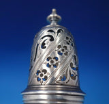 English Georgian Sterling Silver Muffineer Pierced with Flowers c.1750s (#6458)