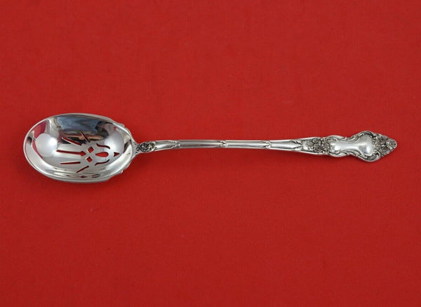 Meadow Rose by Wallace Sterling Silver Olive Spoon pierced w/ flowers 6"