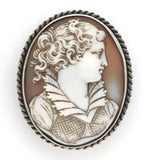 Sterling Genuine Natural Shell Cameo Pin Pendant Very Detailed Carving (#J6894)