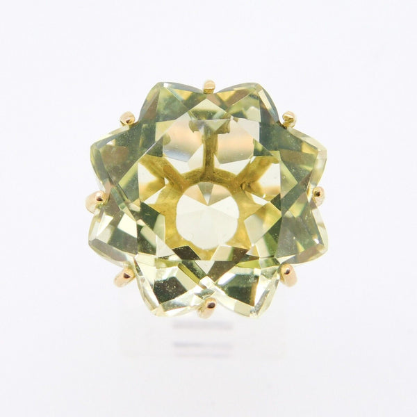 14k Gold Large Specialty Flower Star Cut Genuine Smoky Quartz Ring (#J4244)