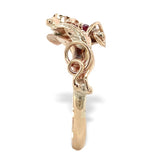 14k Yellow Gold Handwrought Rose Ring with Genuine Natural Ruby Diamond (#J7410)