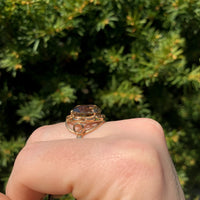 18k and 14k Rose Gold Handwrought Genuine Natural Smoky Quartz Ring (#J6605)