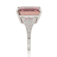 18k Gold Large 9.93 Carat Genuine Rubellite Tourmaline and Diamond Ring (#J7012)