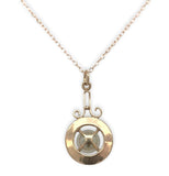 9k Rose Gold Victorian Faux Pearl Lavaliere Pendant with 14k Chain (#J7101)