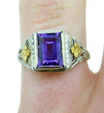 Deco 14k Gold Genuine Natural Amethyst Filigree Ring (#J579)