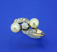 18k Yellow Gold Victorian Pearl and Diamond Ring (#J4487)
