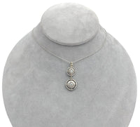 14k White Gold Genuine Natural Diamond Round Drop Pendant Lavaliere (#J7107)