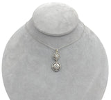 14k White Gold Genuine Natural Diamond Round Drop Pendant Lavaliere (#J7107)