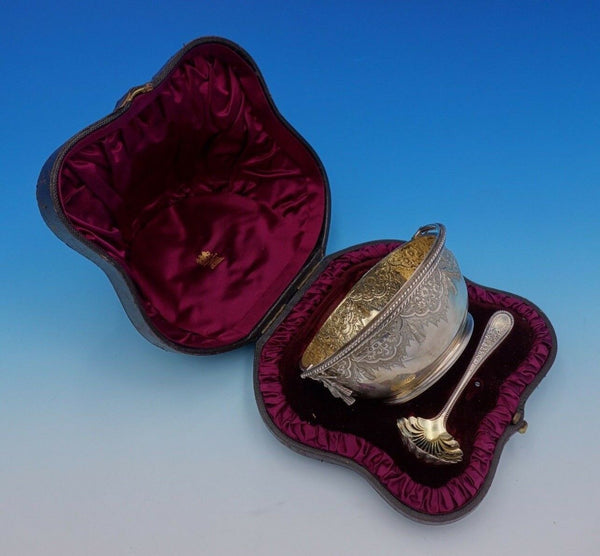 Horace Woodward English Sterling Silver Sugar Bowl and Sifter Set in Box (#3212)