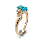 10k Rose Gold Victorian Genuine Natural Turquoise and Diamond Ring 5.5 (#J6569)