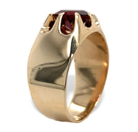 10k Rose Gold 1.71ct Genuine Natural Garnet Men's Ring Belcher Size 7.25 #J7212