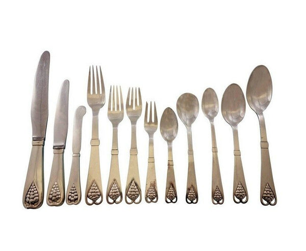 Ornamental #19 by Georg Jensen Sterling Silver Flatware Set Service 129pcs Grape