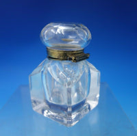 Crystal Inkwell with Brass Rim 3 1/2" x 2 1/4" c.1900 (#5891)