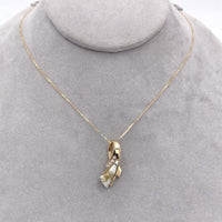 14k Yellow Gold Pendant w/Genuine Natural Gold Vein Quartz and Diamonds (#J6670)