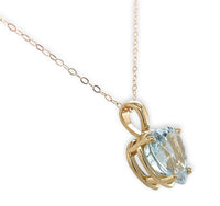 14k Yellow Gold 3 Carat Heart Shape Genuine Natural Aquamarine Pendant (#J6729)
