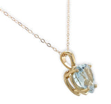 14k Yellow Gold 3 Carat Heart Shape Genuine Natural Aquamarine Pendant (#J6729)