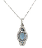 Platinum Genuine Natural Aquamarine and Diamond Pendant with Chain (#J6968)